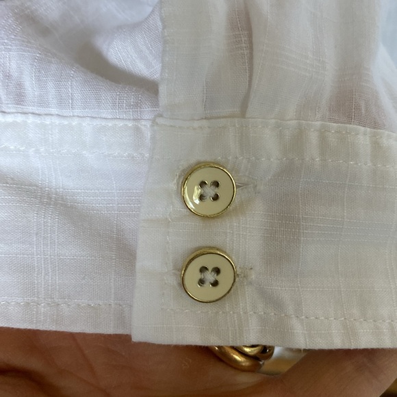 KAREN SCOTT PETITES 100% Semi-Sheer Cotton 3/4 Sleeve Button Down Shirt Large(P) - Picture 3 of 10